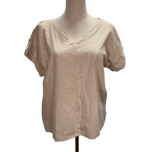 Sseko V-Neck Cotton Boho Blouse Womens Medium Southwest Aztec Relaxed 1